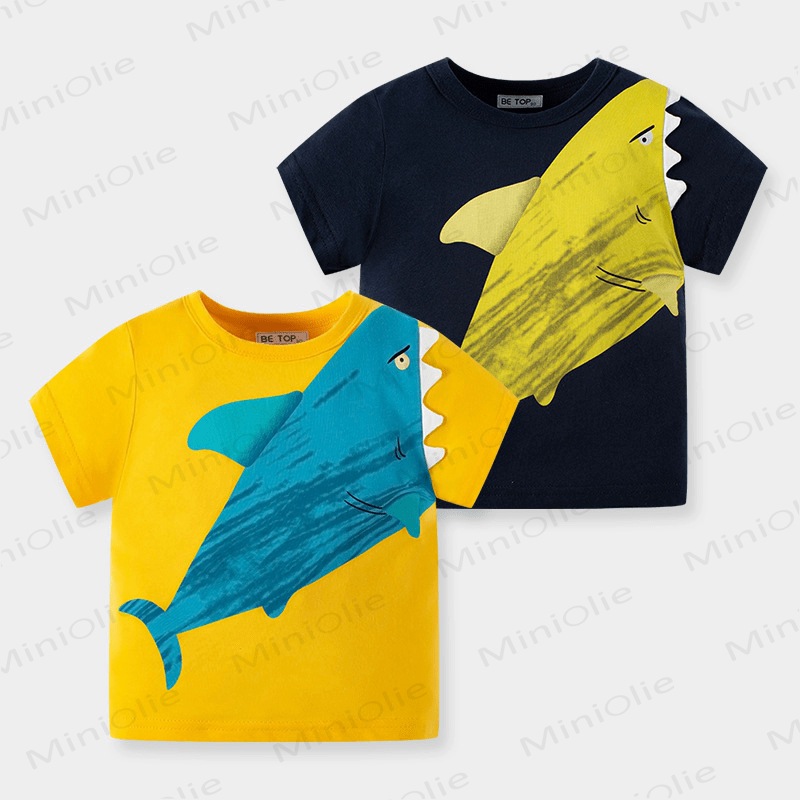 Kid Boy Cartoon Shark Printed T-Shirt - image 1