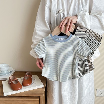 Kids Contrast Color Striped Base Layer T-Shirt - image 9