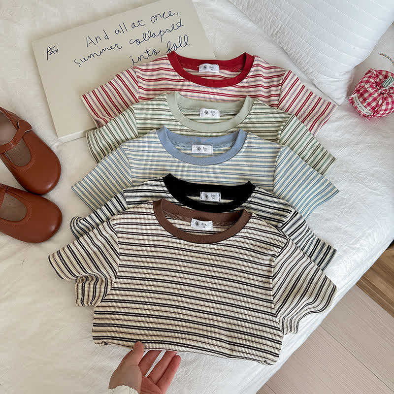 Kids Contrast Color Striped Base Layer T-Shirt - image 1