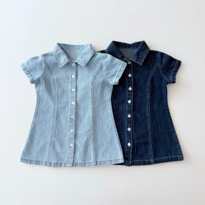 Toddler Denim Button Polo Dress - image 1