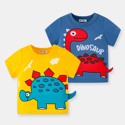 Kid Boy Cartoon Dinosaur Printed T-Shirt - image 1