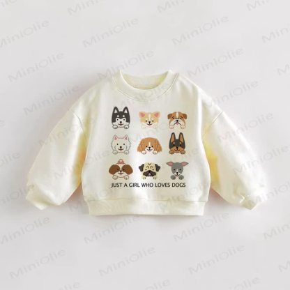 JUST A GIRL WHO LOVES DOGS Baby Toddler Sweatshirt - Cream - 3-5T - image 1
