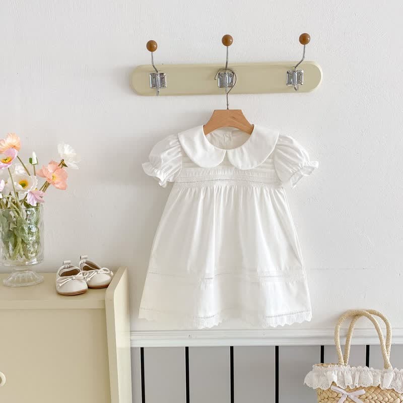 Toddler Girl Solid Color White Sweet Dress - image 1