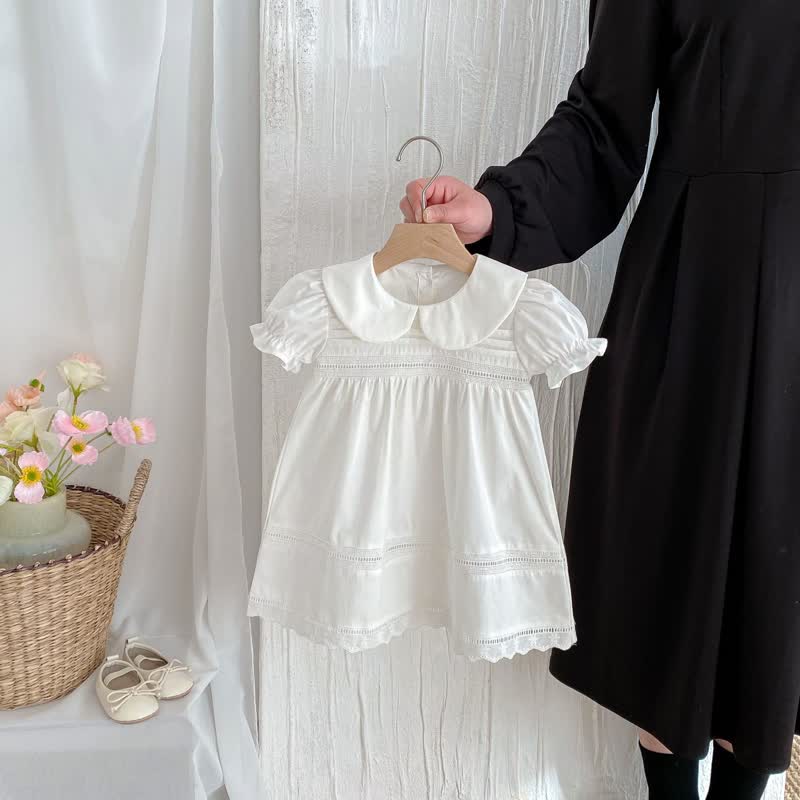 Toddler Girl Solid Color White Sweet Dress - image 3