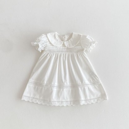 Toddler Girl Solid Color White Sweet Dress - White - 8Y - image 10