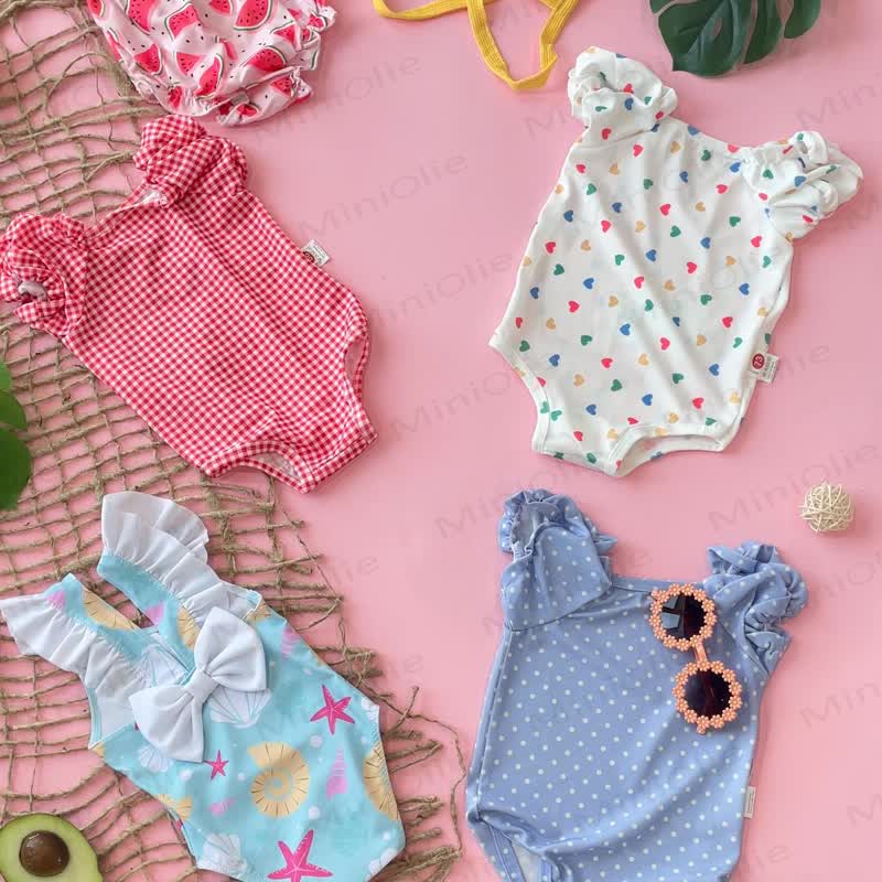 Baby Girl One-piece Swimsuit with Hat - image 14