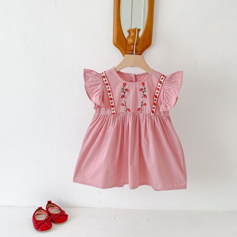 Toddler Embroidered Strawberry Ruffle Sleeves Dress - image 19