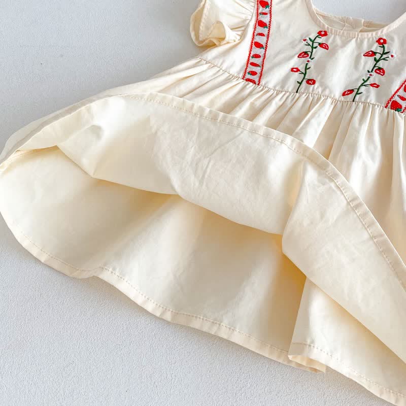 Toddler Embroidered Strawberry Ruffle Sleeves Dress - image 14