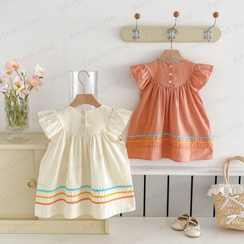 Toddler Embroidered Bear Ruffle Sleeves Dress - image 6