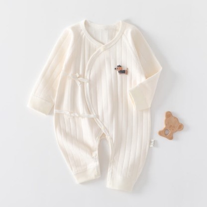 Baby Newborn Puppy Patch Kimono Romper - Beige - 3-6M - image 8