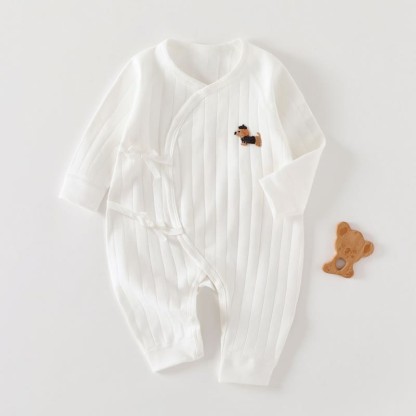 Baby Newborn Puppy Patch Kimono Romper - White - 3-6M - image 1