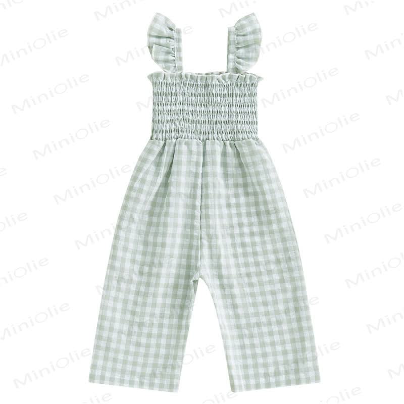 Baby Toddler Plaid Flutter Sleeves Romper - Green - 3-4T - image 5