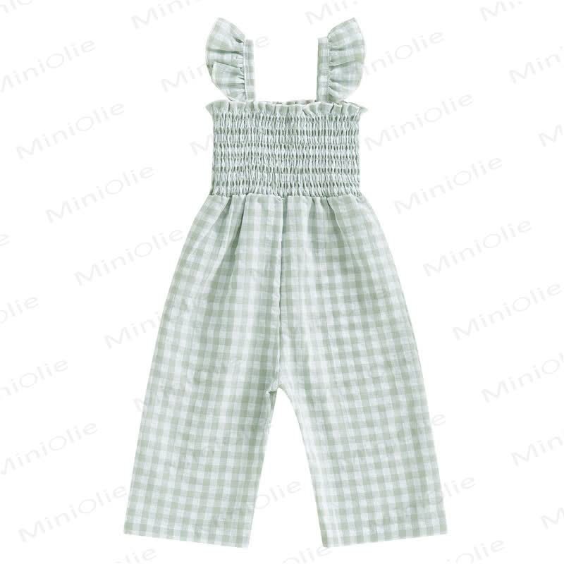 Baby Toddler Plaid Flutter Sleeves Romper - Green - 3-4T - image 5