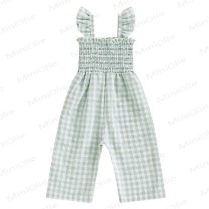 Baby Toddler Plaid Flutter Sleeves Romper - Green - 3-4T - image 5