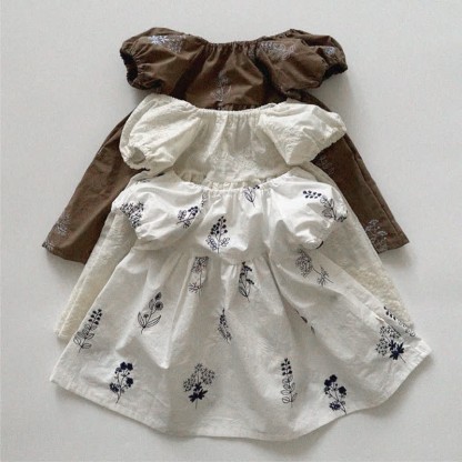 Baby Embroidered Flower Puff Sleeves Dress - image 1