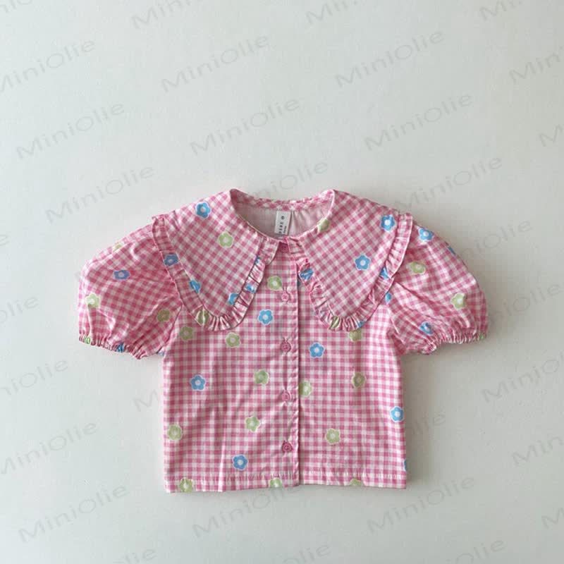 Baby Toddler Girl Plaid Lapel Shirt Top - Pink - 5-7T - image 5