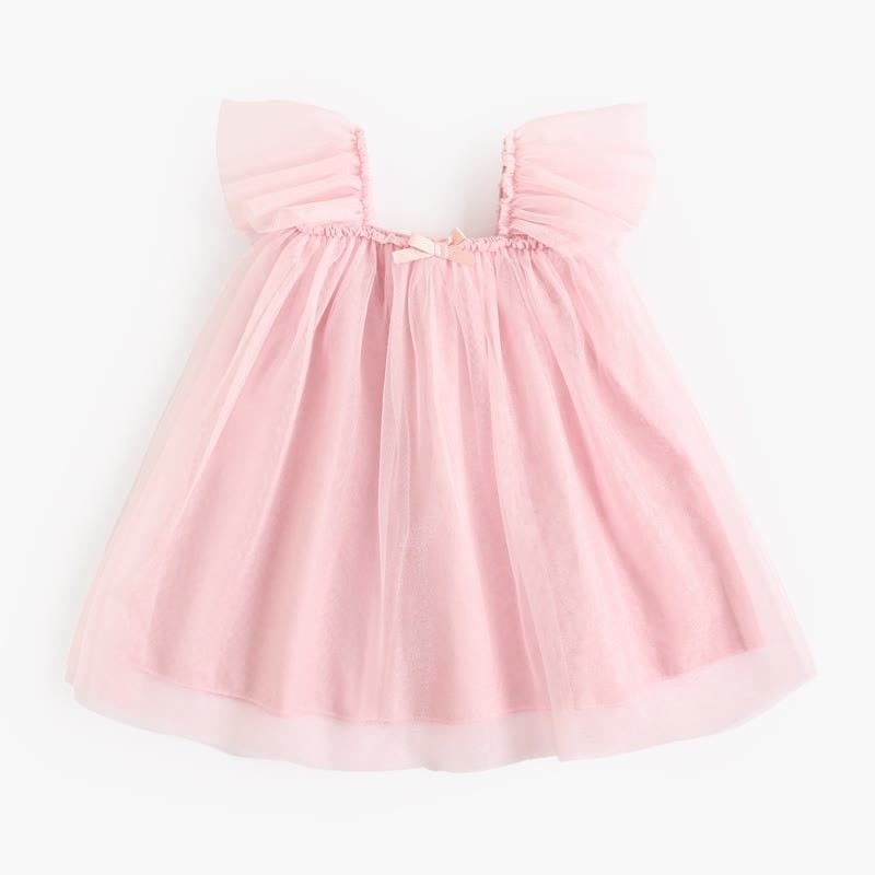 Baby Toddler Solid Color Tulle Bow Dress - Pink - 4-5T - image 3