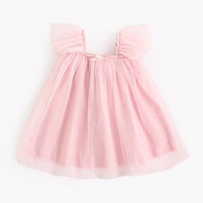 Baby Toddler Solid Color Tulle Bow Dress - Pink - 4-5T - image 3