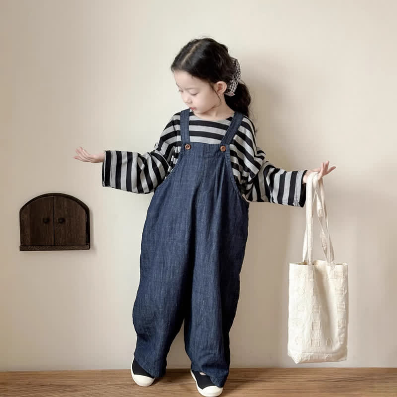 Toddler Denim Solid Color Overalls - Blue - 8Y - image 1
