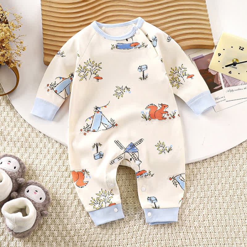 Baby Cute Animals Contrast Color Romper - Blue - 18-24M - image 3