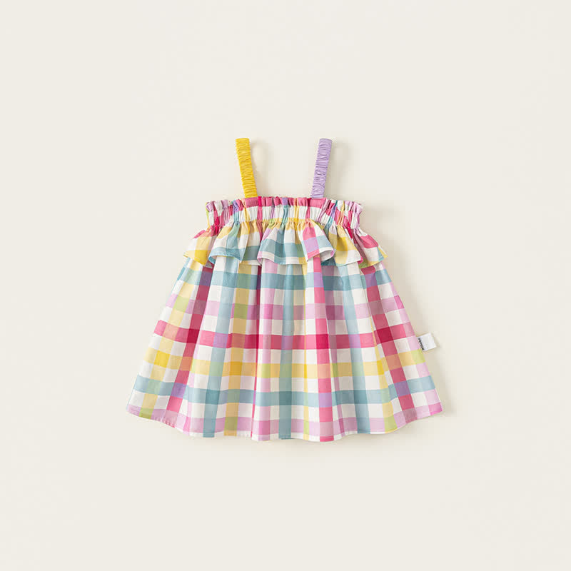 Toddler Lovely Colorful Plaid Suspenders Dress - Colorful - 10Y - image 1