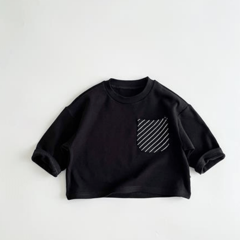 Toddler Striped Base Layer Simple T-Shirt - Black - 8Y - image 13