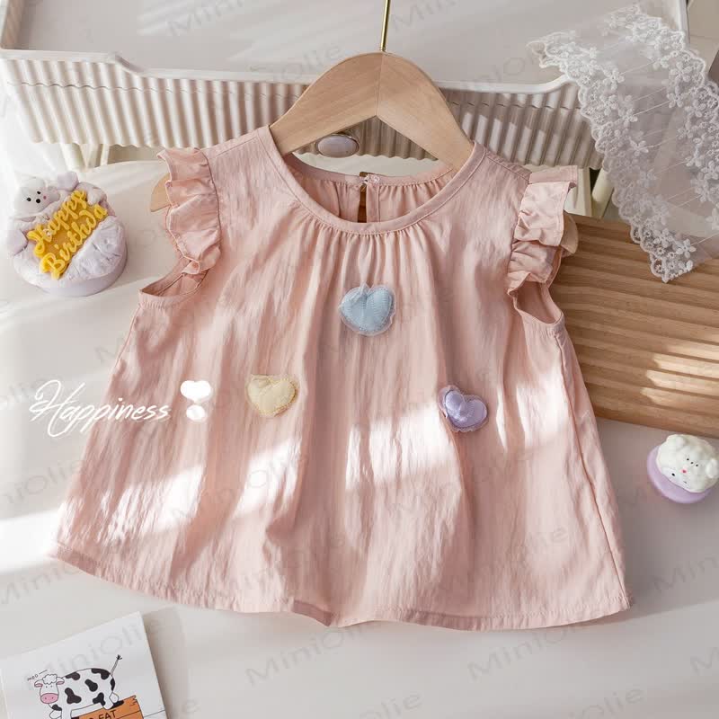 Kid Girl 3D Love Heart Sweet Tank Top - Pink - 10Y - image 2