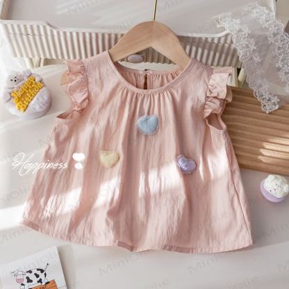 Kid Girl 3D Love Heart Sweet Tank Top - Pink - 10Y - image 2