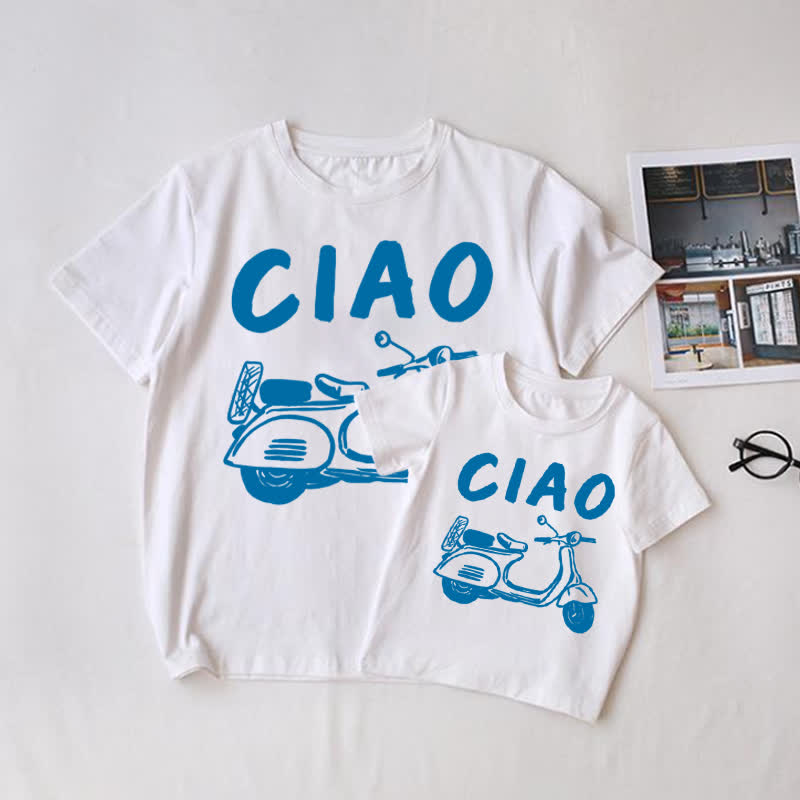 CIAO Motorcycle White Family Matching T-Shirt - White - Adult T-Shirt: XL - image 1