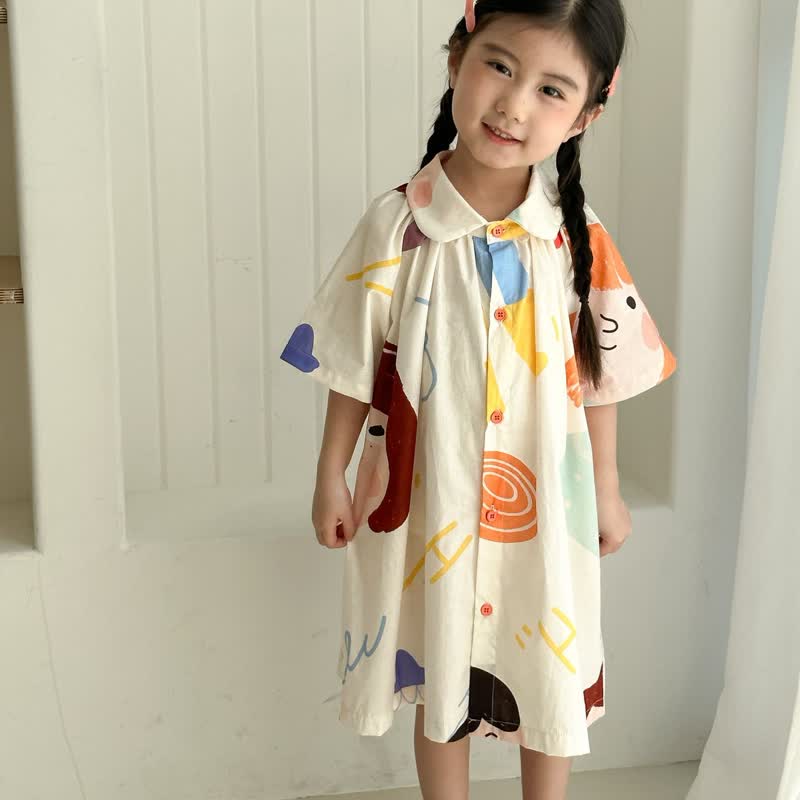 Toddler Beige Polo Cartoonish Girl Dress - image 4