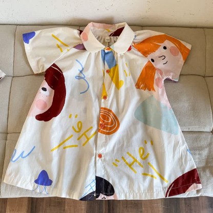 Toddler Beige Polo Cartoonish Girl Dress - Beige - 9-10Y - image 1