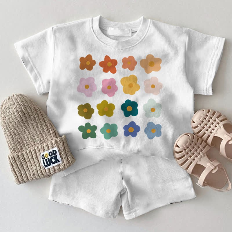 Baby 2-Piece Sixteen Multicolor Flower White Set - White - 2-3T - image 1