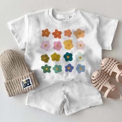 Baby 2-Piece Sixteen Multicolor Flower White Set - White - 2-3T - image 1