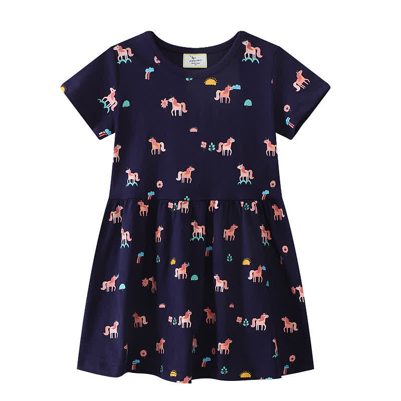 Toddler Dark Blue Unicorn Sun Dress - Dark Blue - 6-7T - image 1