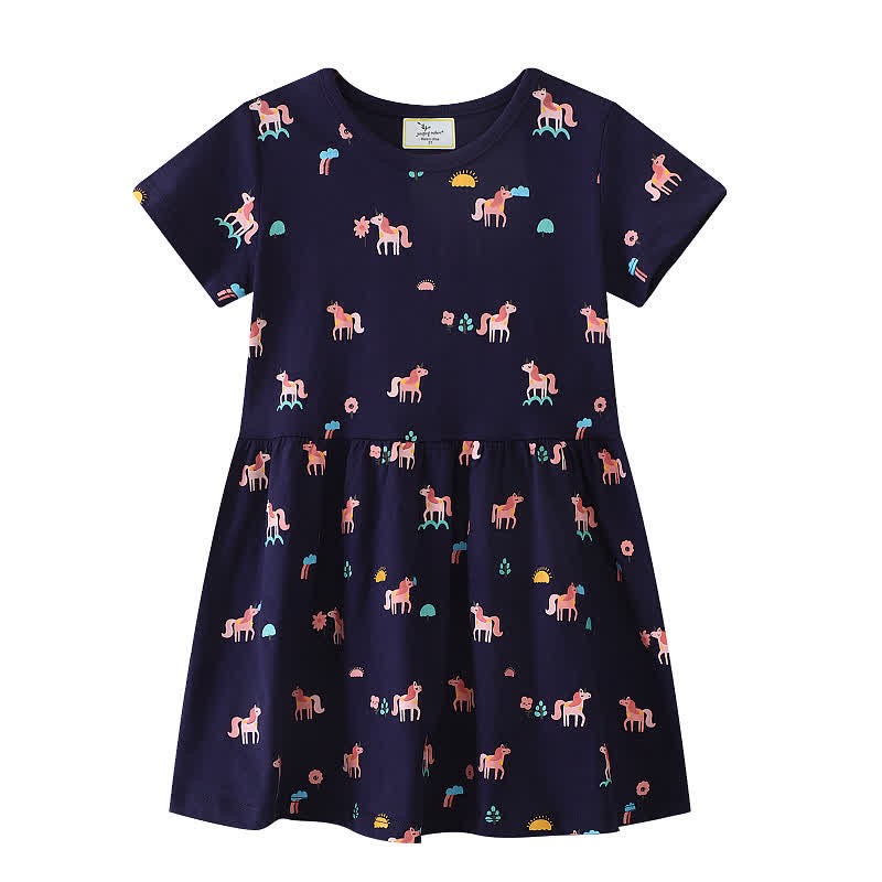 Toddler Dark Blue Unicorn Sun Dress - Dark Blue - 6-7T - image 1