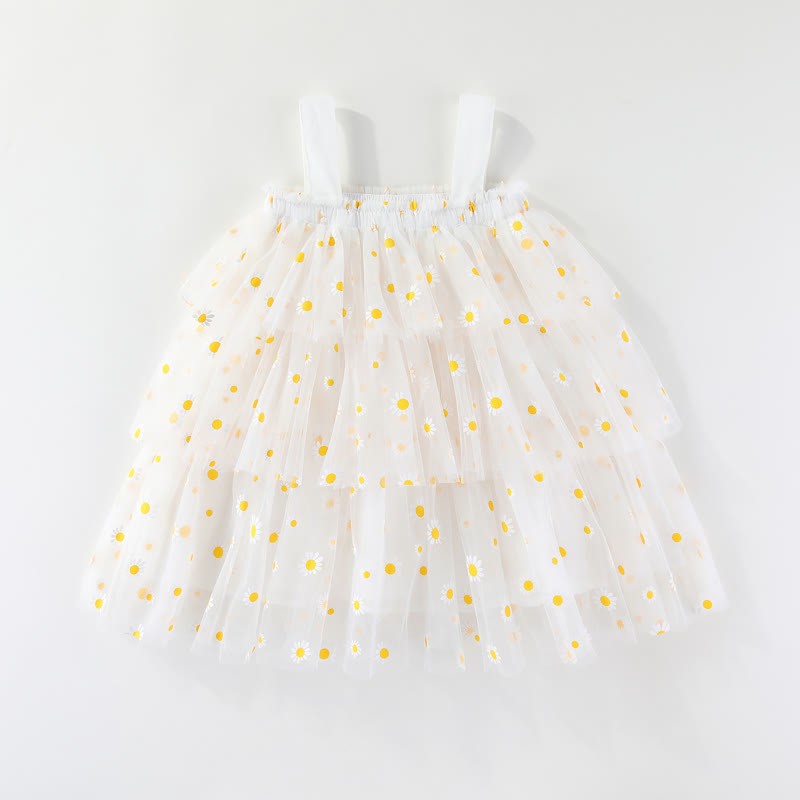 Toddler Daisy Tulle Layered Dress - White - 5-7T - image 1
