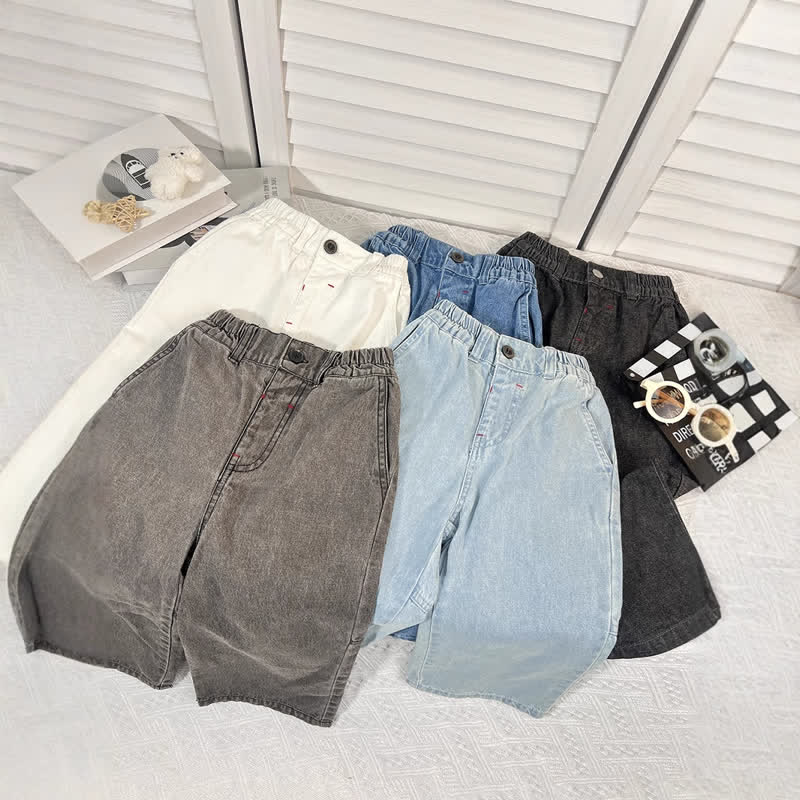 Toddler Solid Color Denim Neutral Pants - image 1