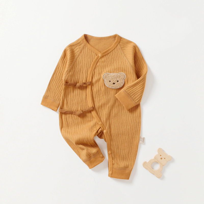 Baby Kimono Cute Plush Bear Romper - Orange - 3-6M - image 1