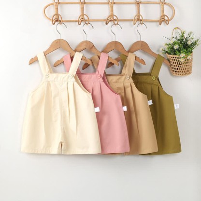 Toddler Solid Color Unisex Overalls - image 1