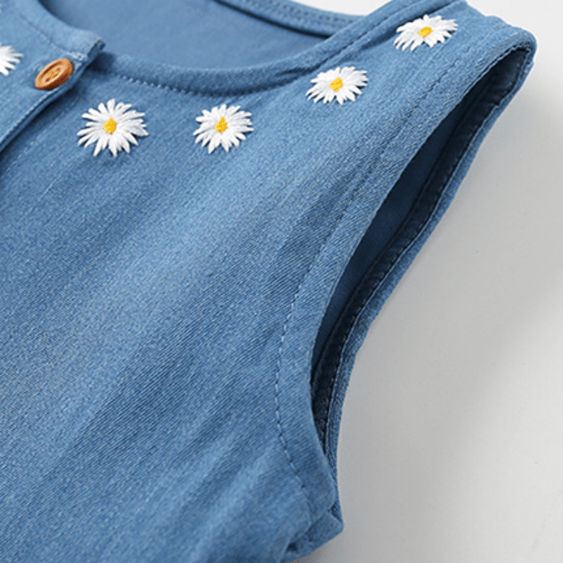 Toddler Denim Daisy Sleeveless Dress - image 3