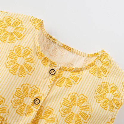 Toddler Kid Yellow Striped Flower Sleeveless Dress - image 3