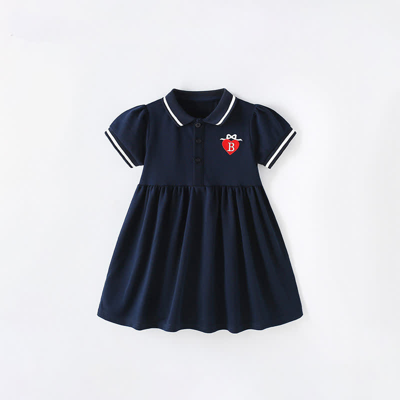 Toddler Kid Polo Bow Heart Black Dress - Black - 12Y - image 1