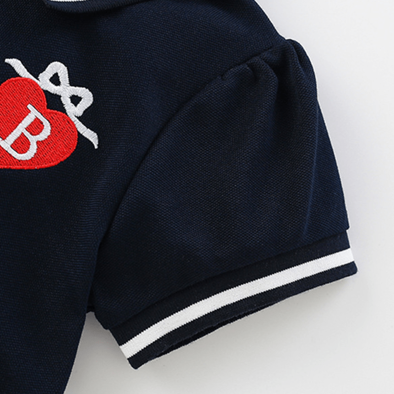 Toddler Kid Polo Bow Heart Black Dress - image 6