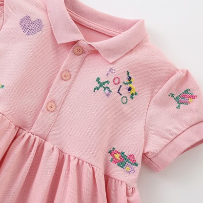 POLO Toddler Kid Heart Flower Pink Dress - image 5