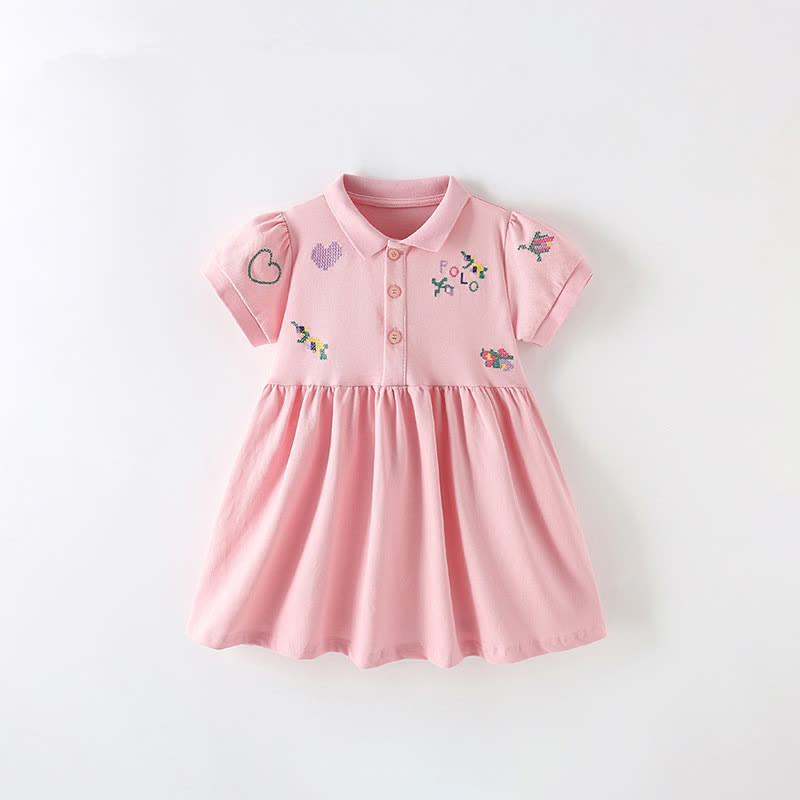 POLO Toddler Kid Heart Flower Pink Dress - Pink - 12Y - image 1