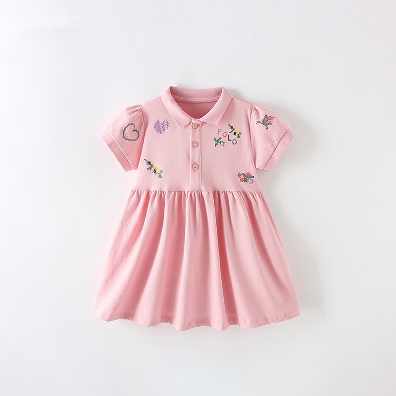 POLO Toddler Kid Heart Flower Pink Dress - Pink - 12Y - image 1
