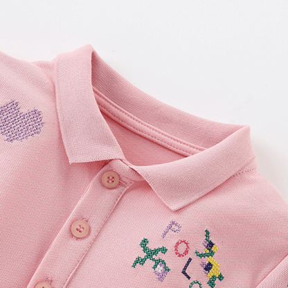 POLO Toddler Kid Heart Flower Pink Dress - image 3