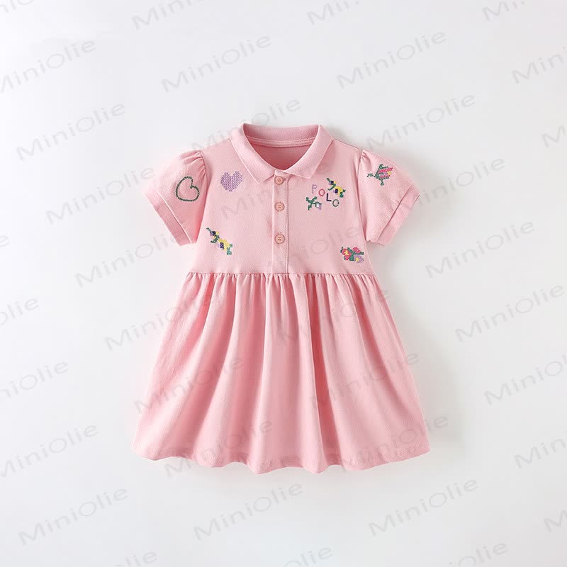 POLO Toddler Kid Heart Flower Pink Dress - Pink - 12Y - image 1