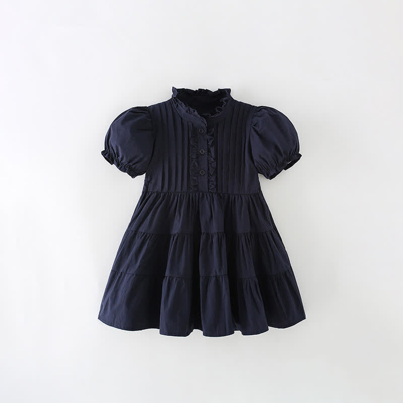 Toddler Kid Dark Blue Solid Color Dress - Dark Blue - 12Y - image 1