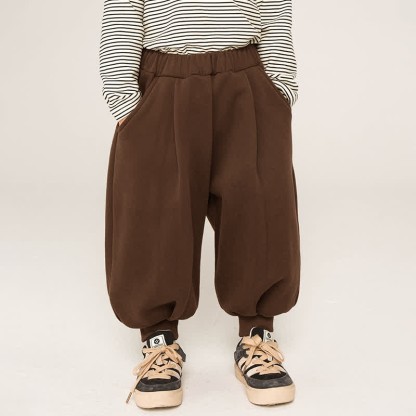 Toddler Solid Color Brown Jogger Pants - image 1